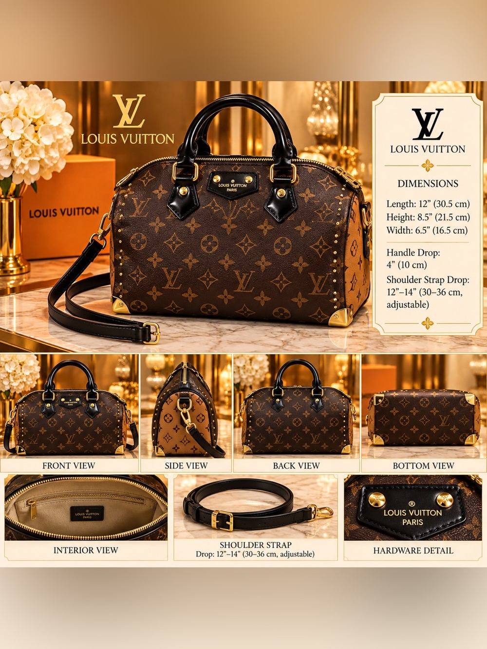 Monogram Canvas Brown Satchel Bag